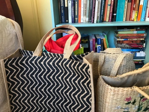 Haven't figured out where to put my reusable bags when I'm not using them. They're just in front of my bookshelf.
