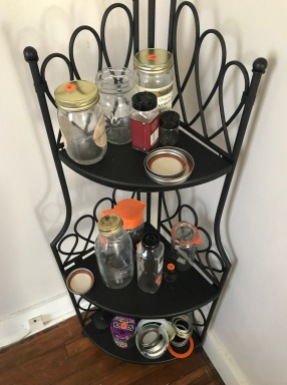 My jar shelf, looks a mess.